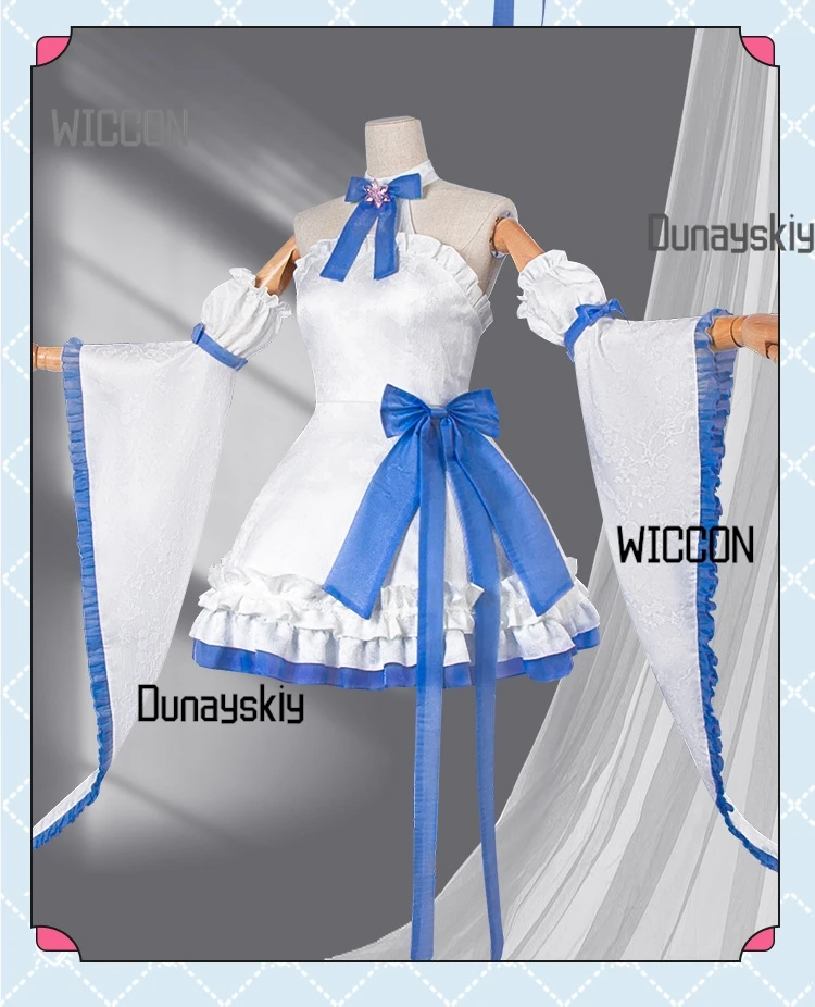 Re Rem คอสเพลย์ชุด - คริสตัลสีฟ้าชุดแม่บ้านวิกผมอะนิเมะ Lolita สไตล์เครื่องแต่งกายสําหรับฤดูร้อน/ฮาโลวีน/Convention ZER0