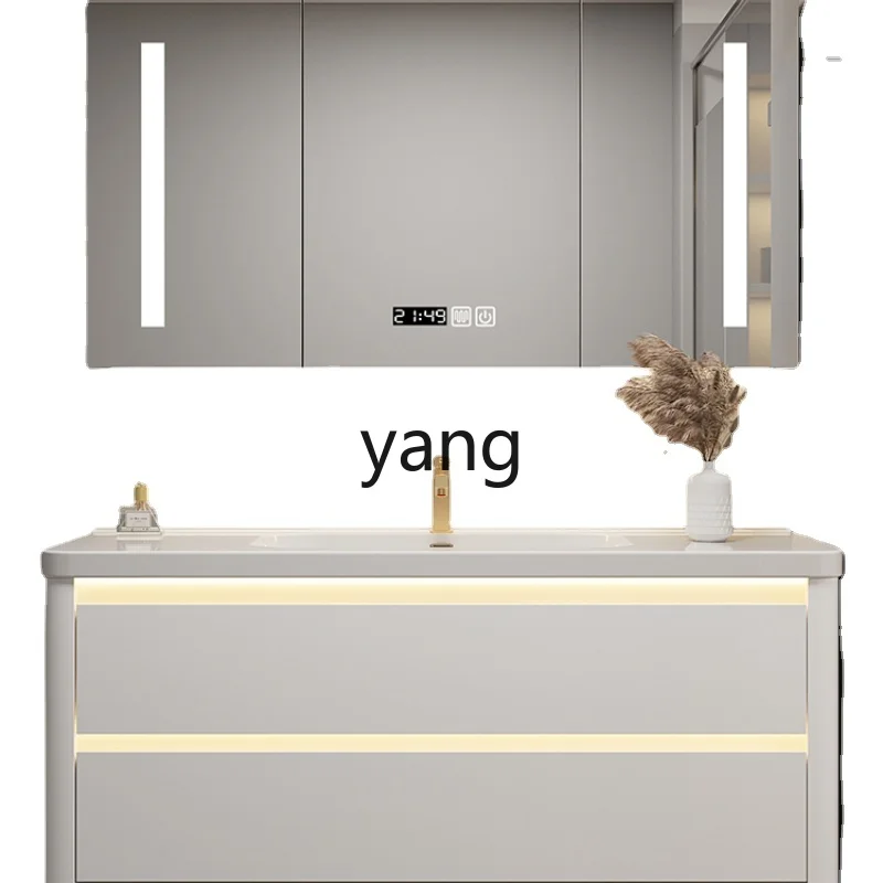 Yjq White Bathroom Cabinet Combination Floor Type Arc Ceramic Whole Washbin Wash Basin Washbasin Cabinet