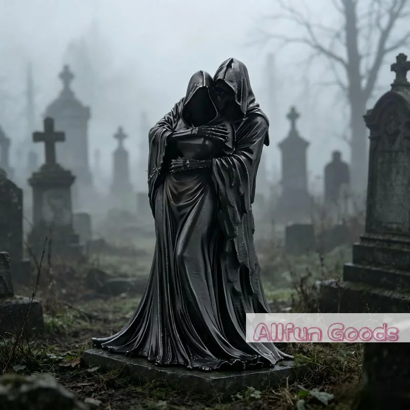 [TG835]3D Printed Grim Reaper Hugging Couple Statue Exquisite Detail Gothic Design Perfect Halloween Desktop Decor
