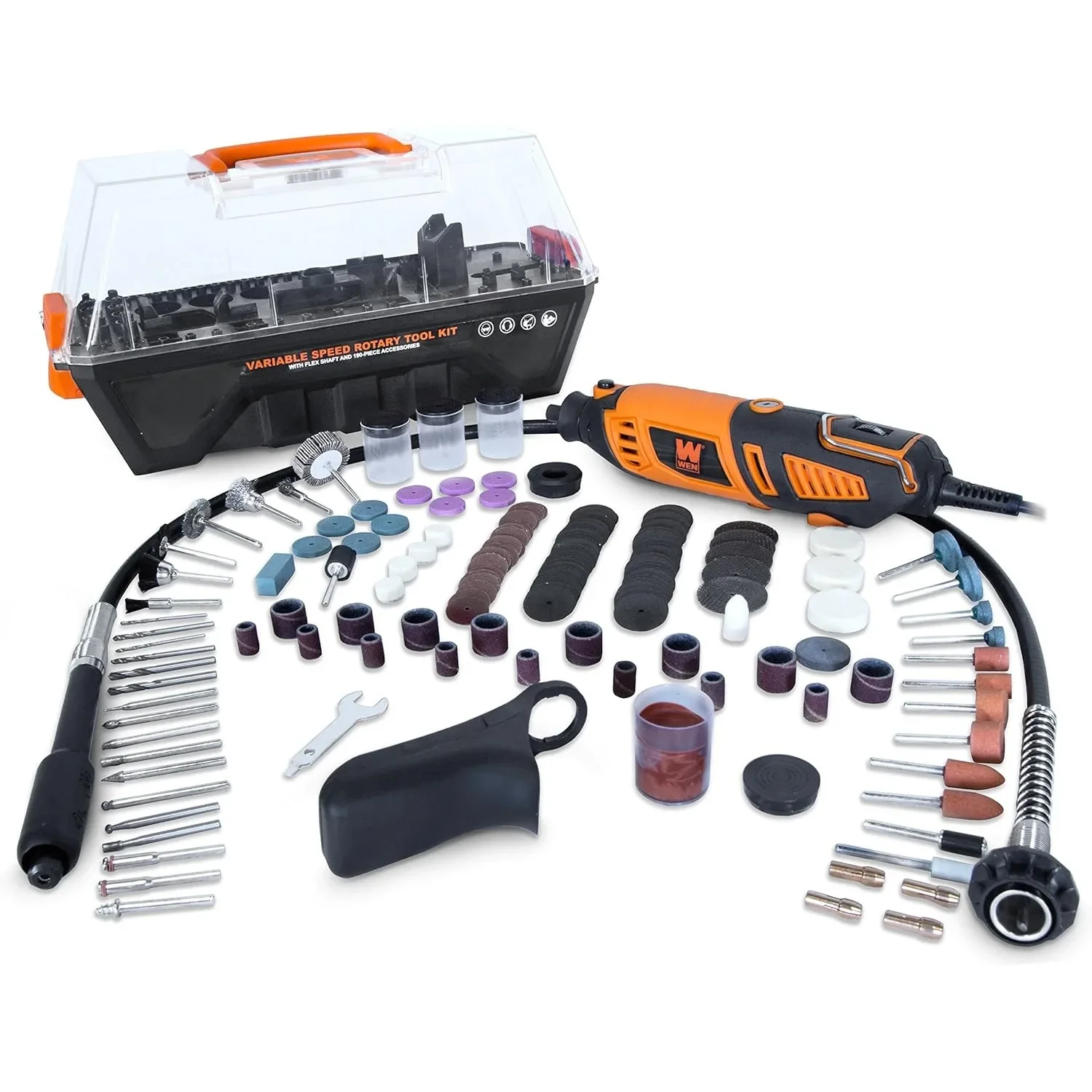 23190 1.3-Amp Variable Speed Steady-Grip Rotary Tool w/ 190-Piece Accessory Kit, Flex Shaft,Carrying Case, Multicolo