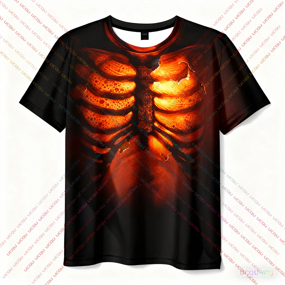 

Женская футболка больших размеров 2025 года для прохладного и освежающего короткого принта с принтом ужасов, теплая черепа, дышащая темная культура