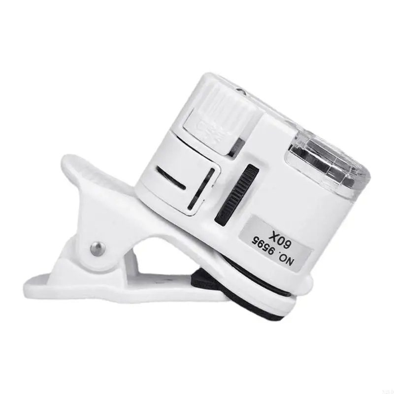 Clip Loupe Microscope 60x مع كاشف العملة للأشعة فوق البنفسجية LED Jewelry & Antique تقييم وصياغة وإصلاح المكبر N2UD