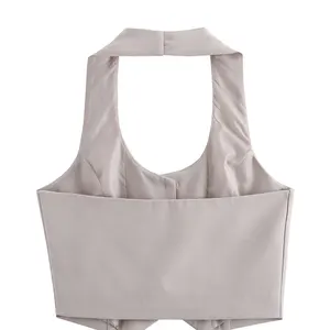 Trafza Mode Frauen solide Weste einzelner Anzug Hosen Basteln Halfter geschnittene Hände überlegene Hochtaille Damen Lady Lady of the Office Set 12 Hauptverkäufe Rot -Set -Wicklung - №2