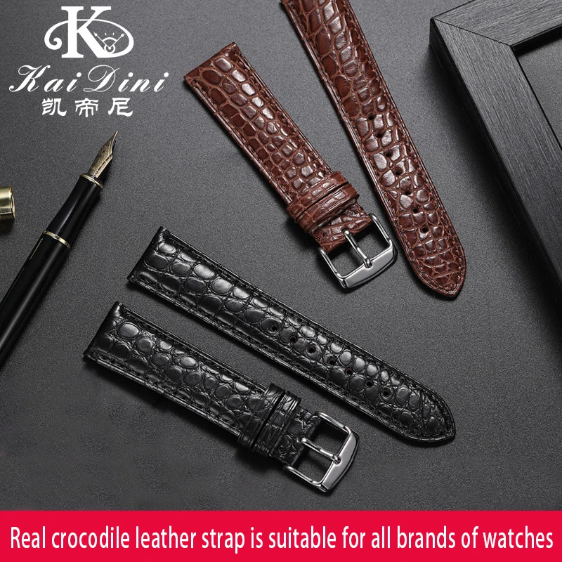 Genuine Alligator Watch Strap 12 13 14 15 16 18 20 21 22 24mm Watchband Men And Women Watch Band Crocodile Skin Leather Bracelet