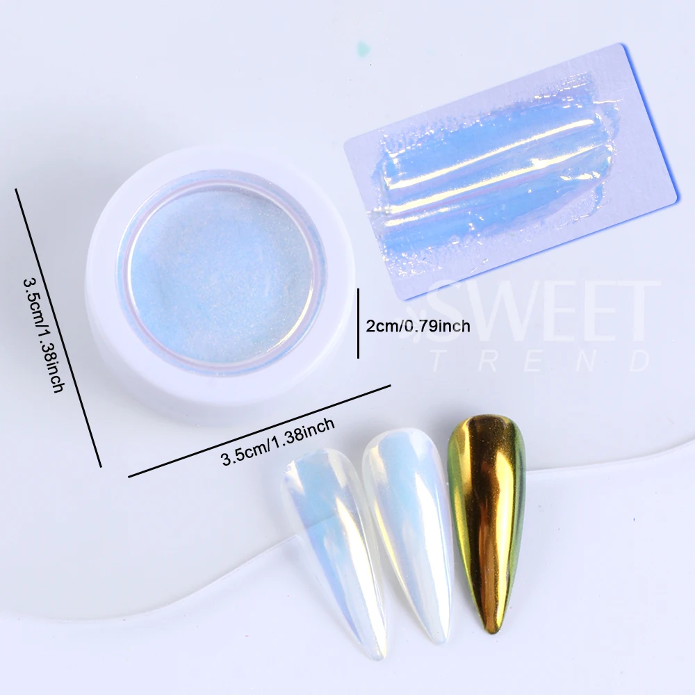 6 قطعة ضوء القمر مسمار بريق مساحيق أورورا كروم حورية البحر مرآة معدنية مسحوق مسمار الصباغ مانيكير الديكور مستلزمات الأظافر
