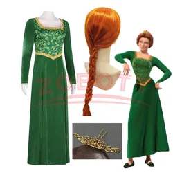 Anime Monster Princess Fiona Cosplay Costume Outfits Set Uniform Halloween Carnival Party Role Disguise Clothes Wig Headwear
