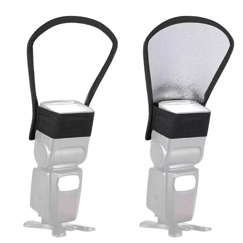 2-in-1 Silver/White Camera Flash Diffuser Softbox Photo Flash Light Reflector For Canon Nikon Sony Cameras Size 11*18*20cm