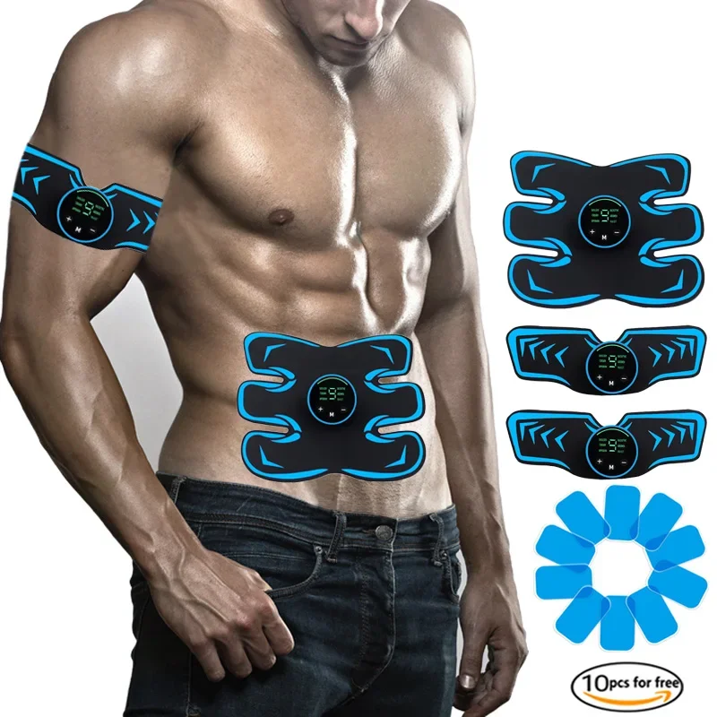 Fitness Instrument Male Electronic Leg Household Smart Current Exercise Muscle Stimulator Machine Ems Massage and Abs Blue