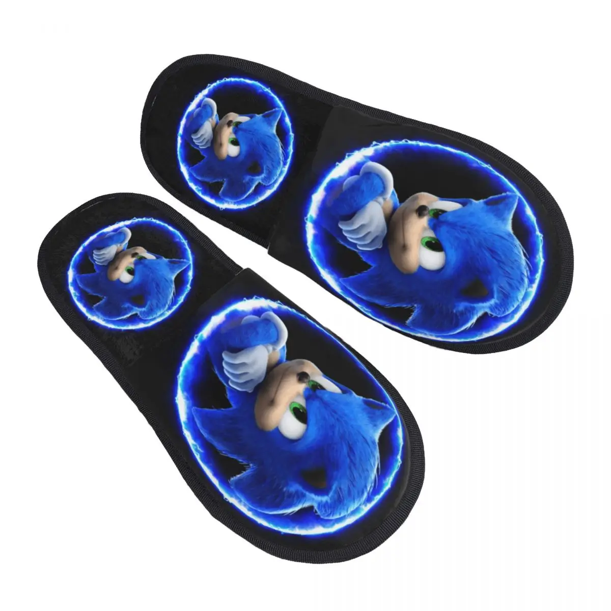 Custom S-Sonics  Memory Foam Slippers Women Cozy Warm Cartoon Game House Slippers