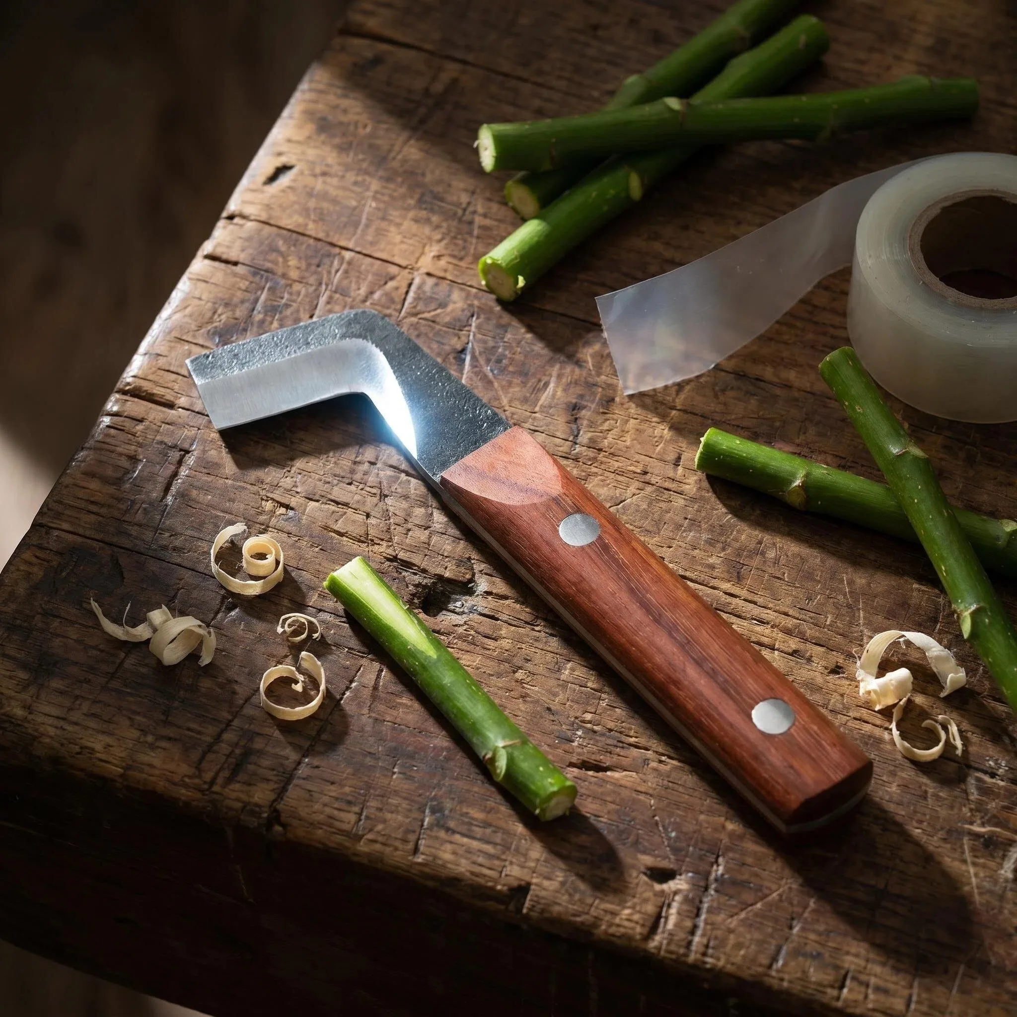 Cuchillo de injerto W18 HSS, herramienta profesional de poda para injertos de árboles frutales y plantas de jardinería