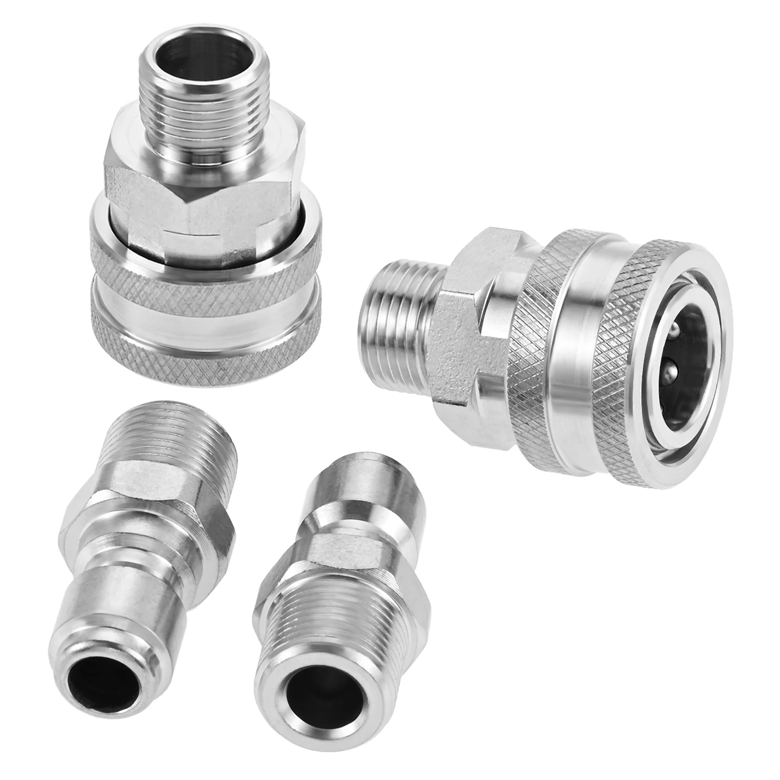 

2Sets 5000 PSI Quick Disconnect Kit 3/8" Quick Connect Plug 3/8" Male NPT Thread Pressure Fittings Male Washer Adapter Set