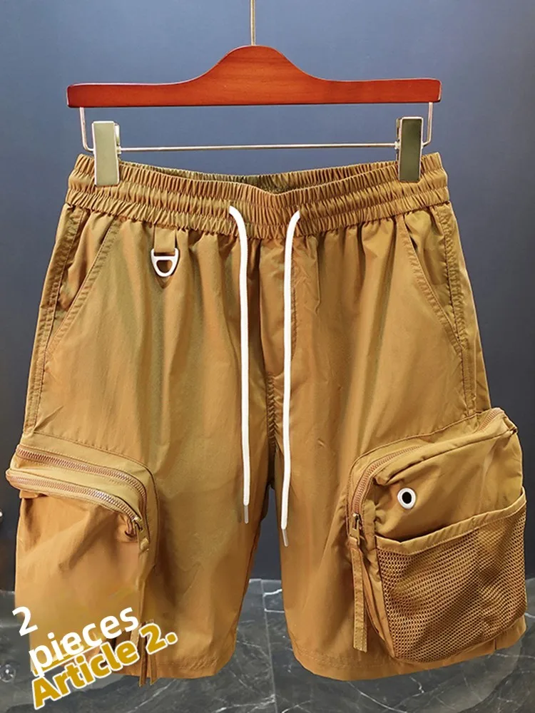 

American Sle Casual Workwear orts Men's Loose Five-ket Qui-Dry Dstring Utili Pants Youthful Summer Leisure Trou...