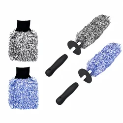 Microfiber Car Wheel Brush Cleaner Brush Rim Cleaner Brush Tire Brush Wheel Cleaning Brushes Auto Wash Glove Accessories