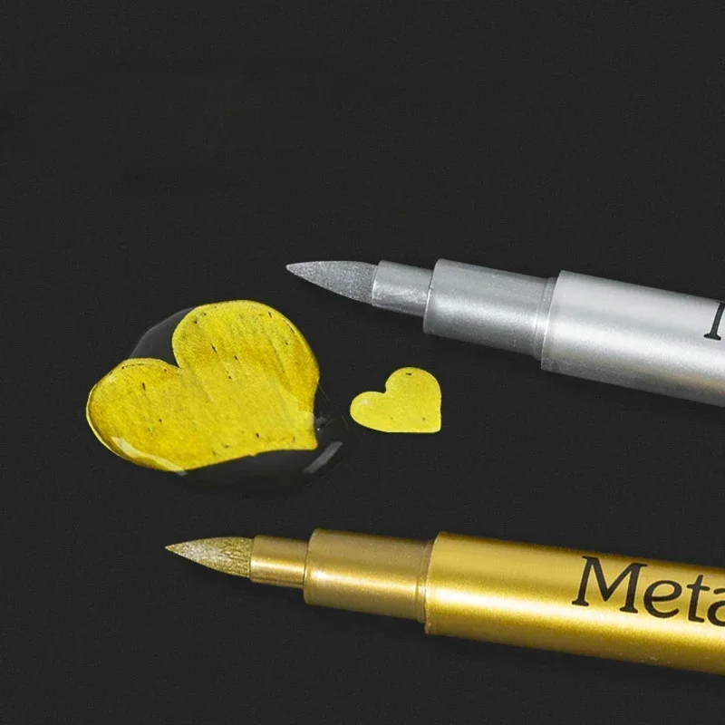 HEYEJET Metallic Marker Pens Gold Silver Color Permanent Art Marker For Manga Crafts Scrapbooking School Stationery Supplies