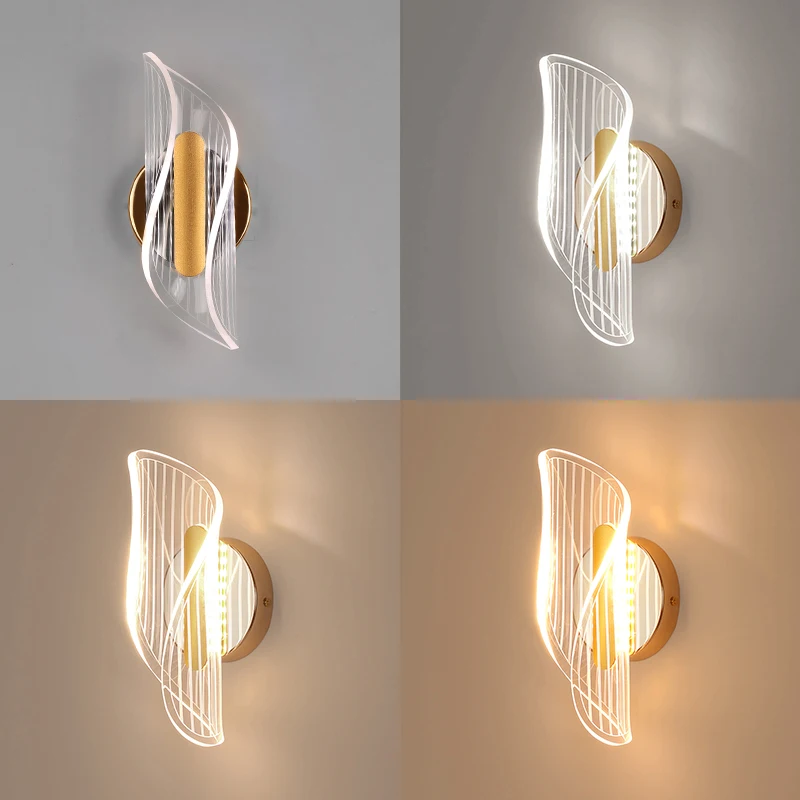 

LED Wall Lamp Modern 3 Color Acrylic Ninimalist Walkway Lights Gold Bedroom Aisle Home Indoor Sconce Decoration Lighting Fixture