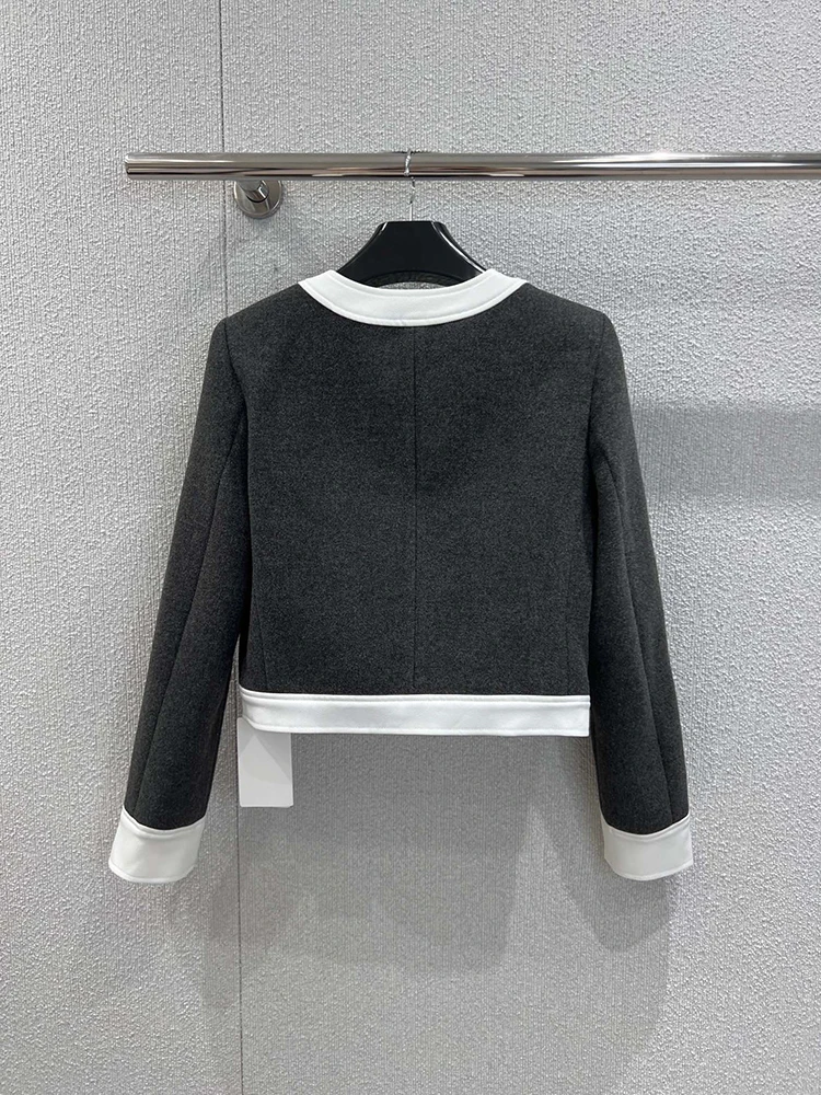 SVORYXIU 2025 الخريف نمط غير رسمي المرقعة جاكيتات معطف المرأة موضة س الرقبة الذاتي زراعة معطف سترة دافئة #6