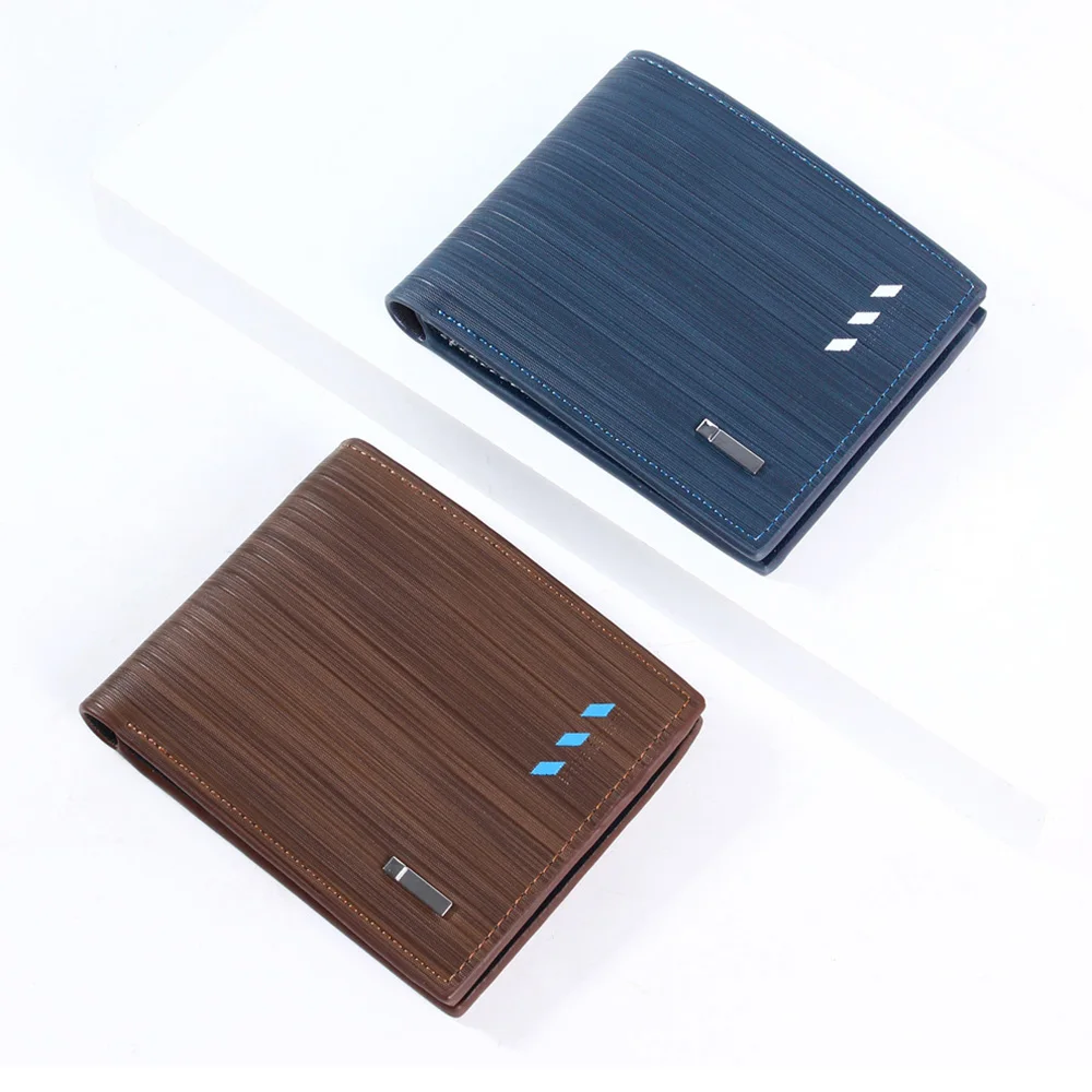 Vintage PU Leather Wallet Men's Short Zipper Purse ID Bank Credit Card Holder Male Wallet Money Bag Horizontal Money Clip