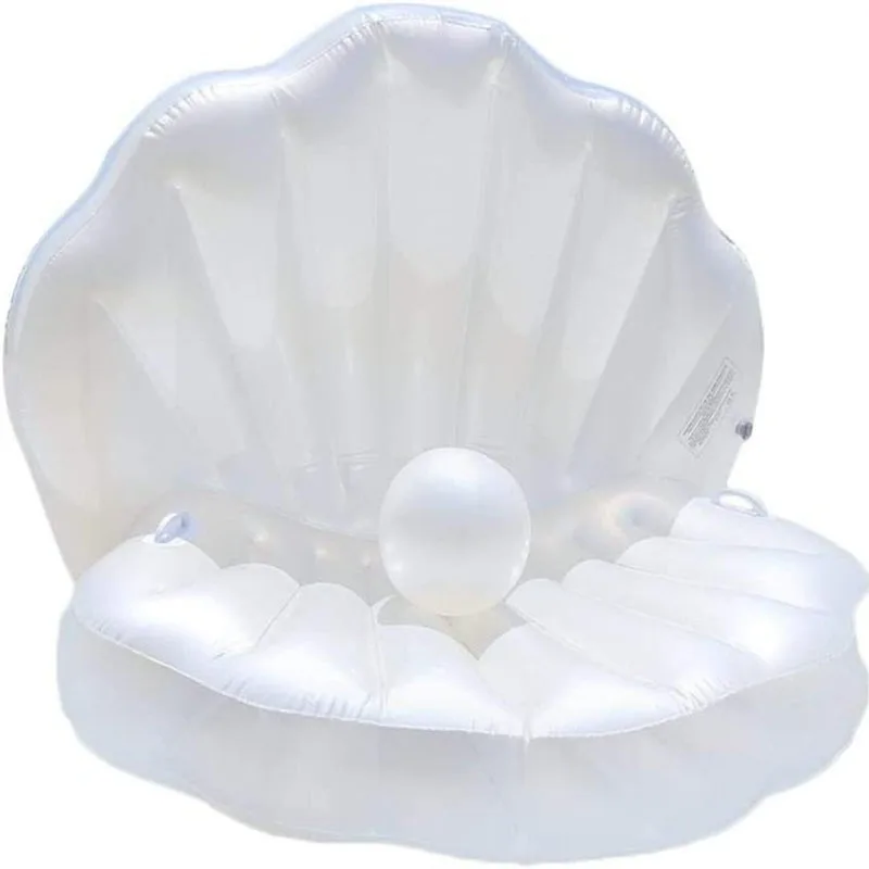 PVC inflatable shell floating row, white water lounge chair, foldable inflatable floating bed