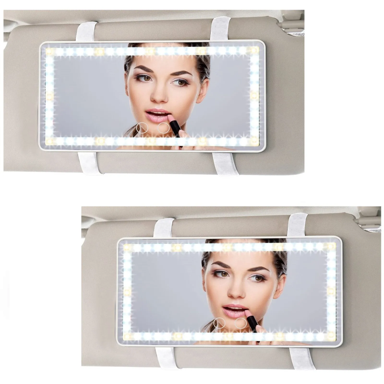 

2 Pack Car Mirror Visor Vanity with Rechargeable LED Lights, 3 Light Modes, Girly Car Accessories for Women & Girl Interior