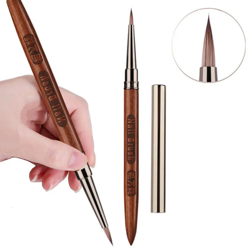 8種類の白檀ハンドルネイル描画ブラシ、マニキュアペイント、グラデーションUVジェルエクステンションビルダー描画ペン用