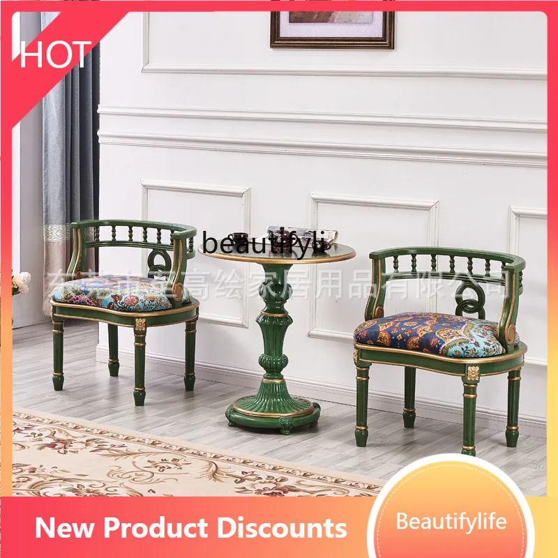 

F4567 gold European and American Style Three-Piece Home Decoration Set Living Room Round Coffee Table Balcony One Table Two
