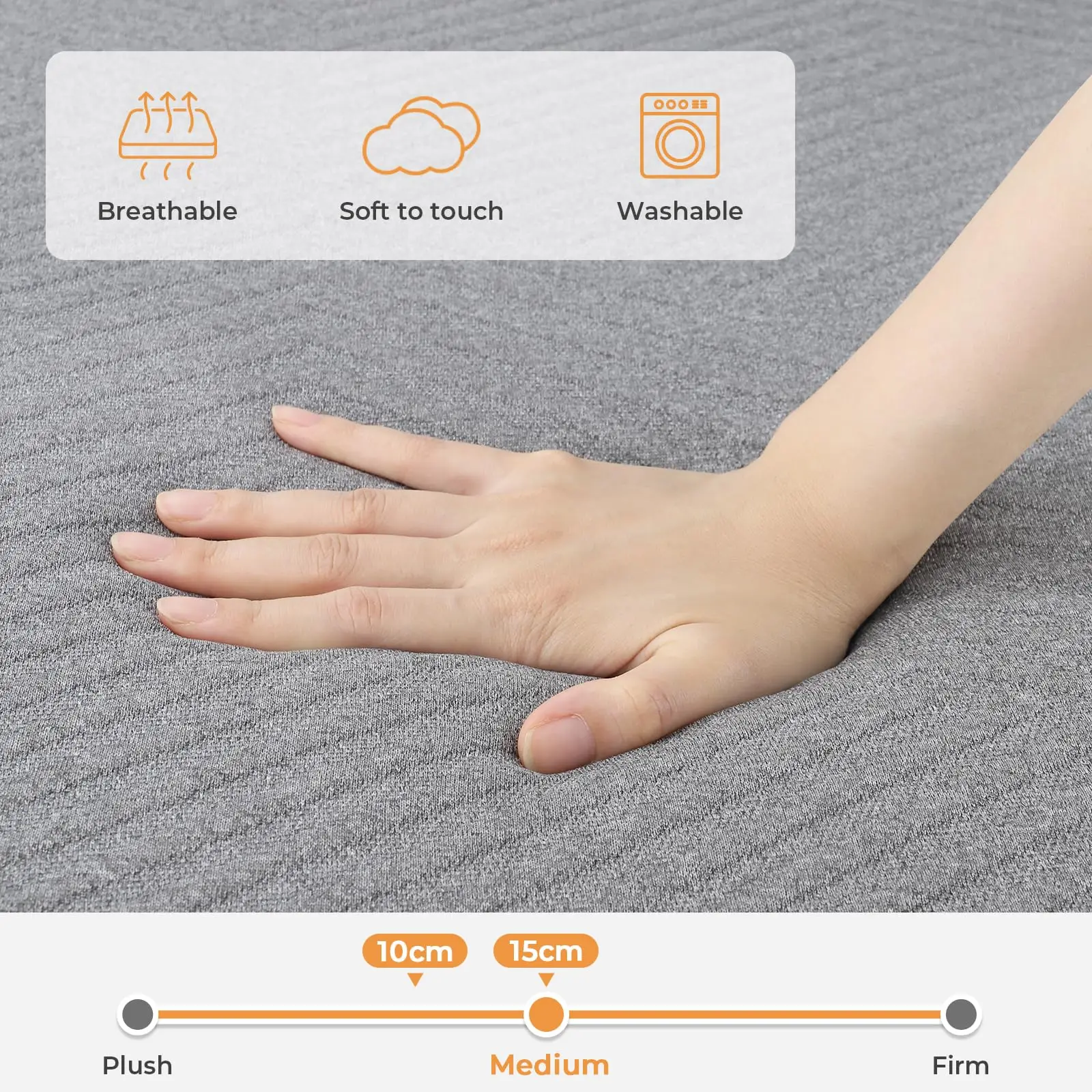 مرتبة Vesgantti قابلة للطي، مرتبة قابلة للطي من إسفنج الذاكرة مقاس 15 و8 سم ثلاثية الطي للسفر والتخييم وسرير الضيوف