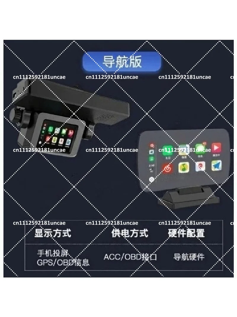 Universal Wireless CarPlay GPS OBD Head-Up Display HD Smartphone Screen Projection for Auto Navigation & TPMS