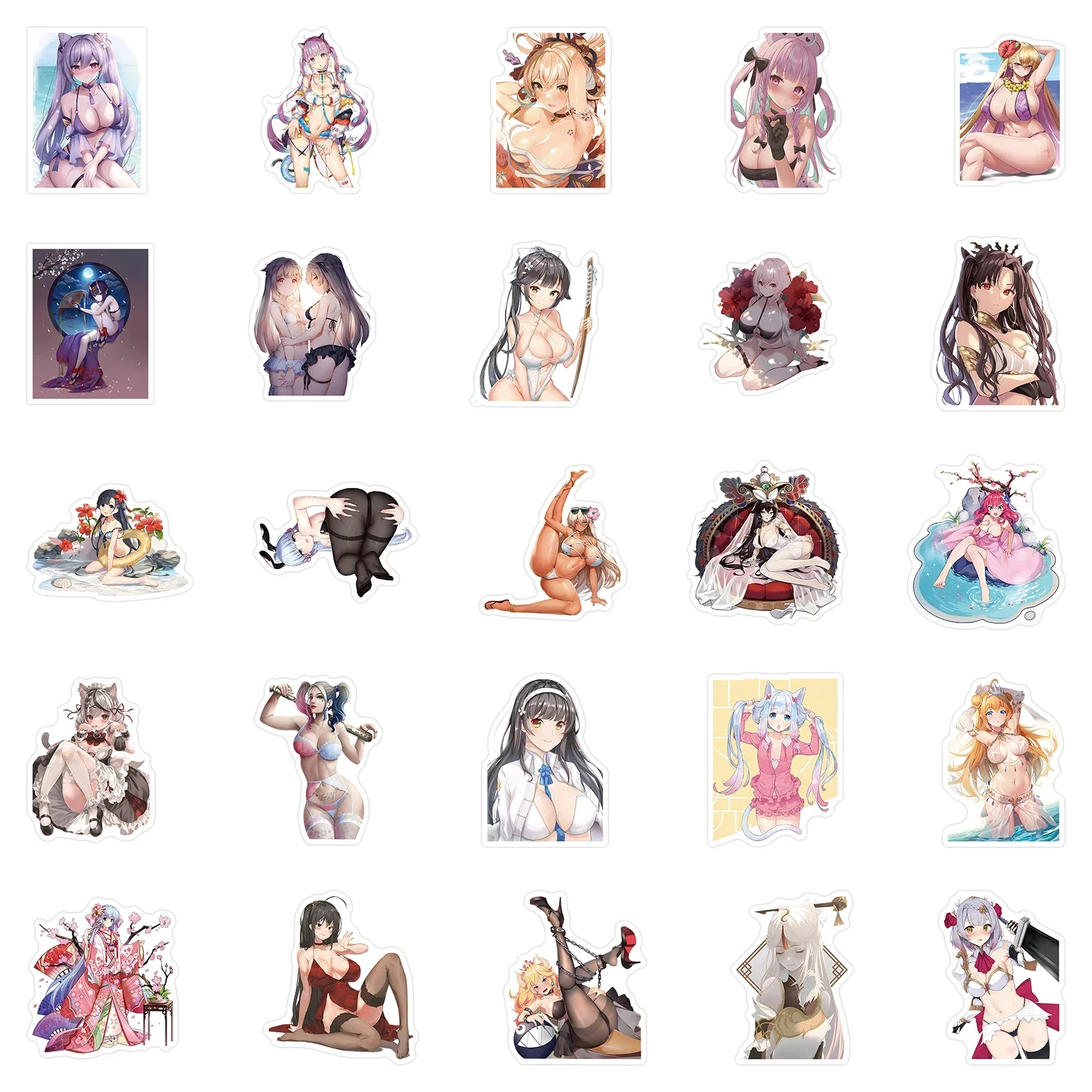 50pcs Cartoon Sexy Two-dimensional Anime Heroine Genshin Hentai Waifu Exclusive Stickers