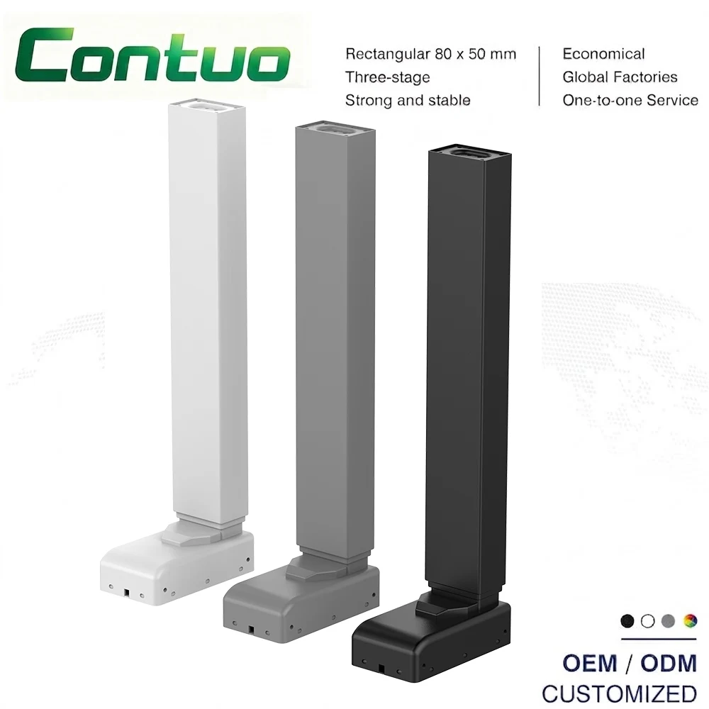 3 Stage Telescopic Lifting Column 24VDC 800N Electric Linear Actuator 650mm Stroke 575mm Retracted Length for Standing Desk