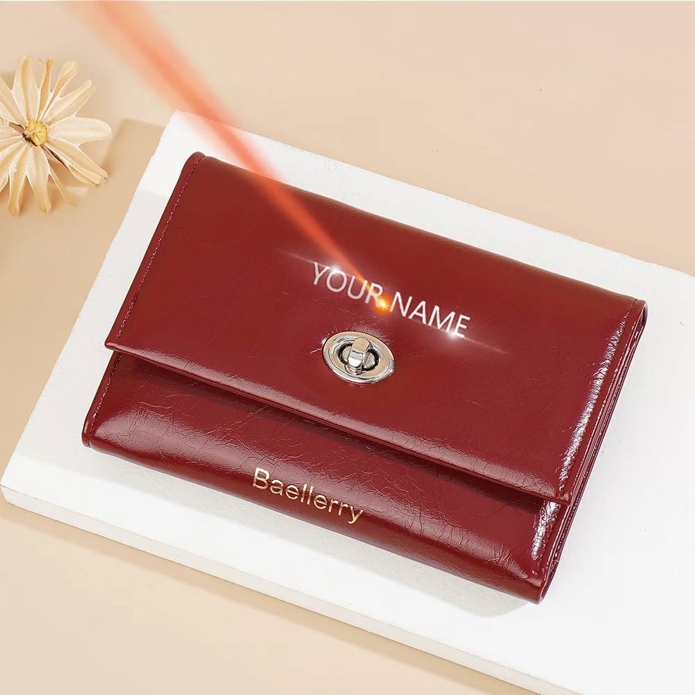

Name Engraving Women Wallets New Fashion Card Bags High Quality Female Purses Zipper Coin Pocket Women's Card Holder