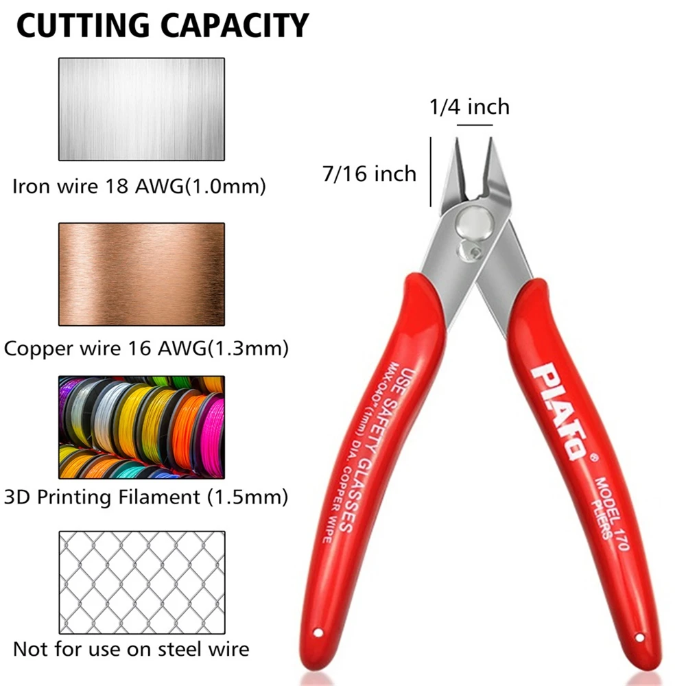 Red 170 Wishful Clamp DIY Electronic Diagonal Pliers Side Cutting Nippers Wire Cutter 3D printer parts diagonal pliers