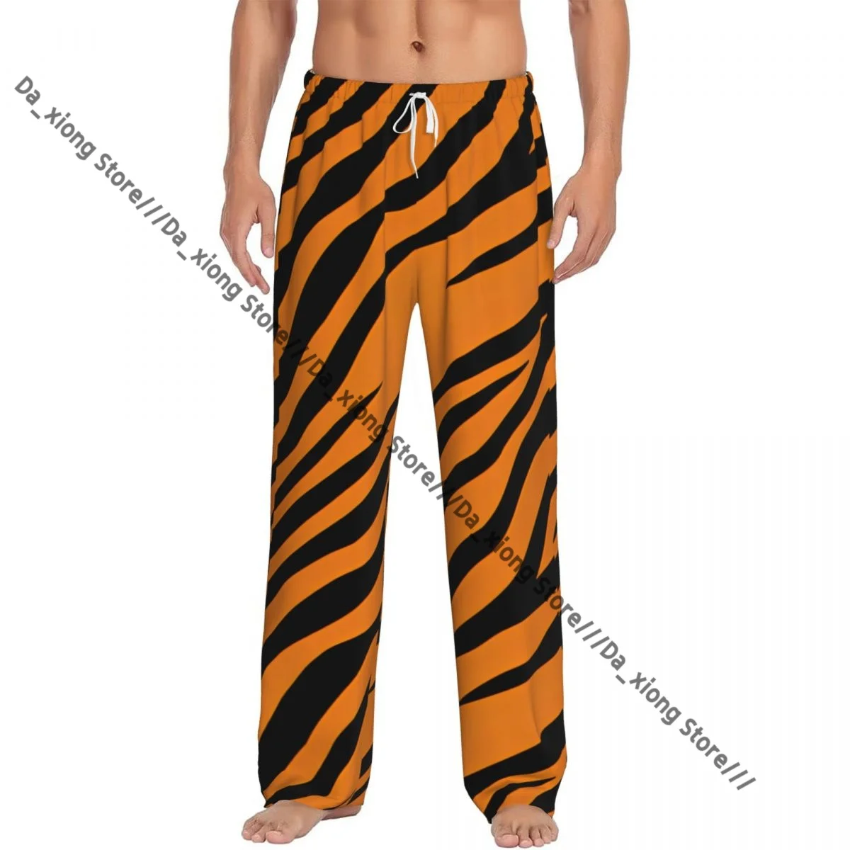 Men's Casual Pajama Sleeping Pants Tiger Stripes Texture Lounge Loose Trousers Comfortable Nightwear