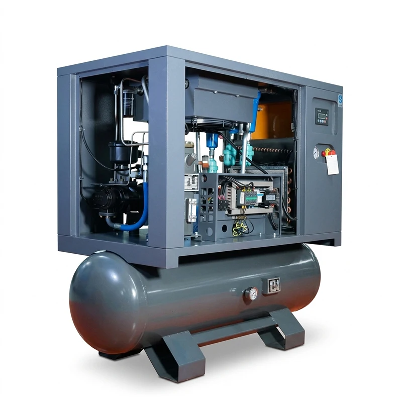 ZAKF Industrial Rotary Screw Air Compressor ZAI-15 11KW 15HP Fixed Speed 300L Tank Air Cooled Energy Efficient Low Motor Pump