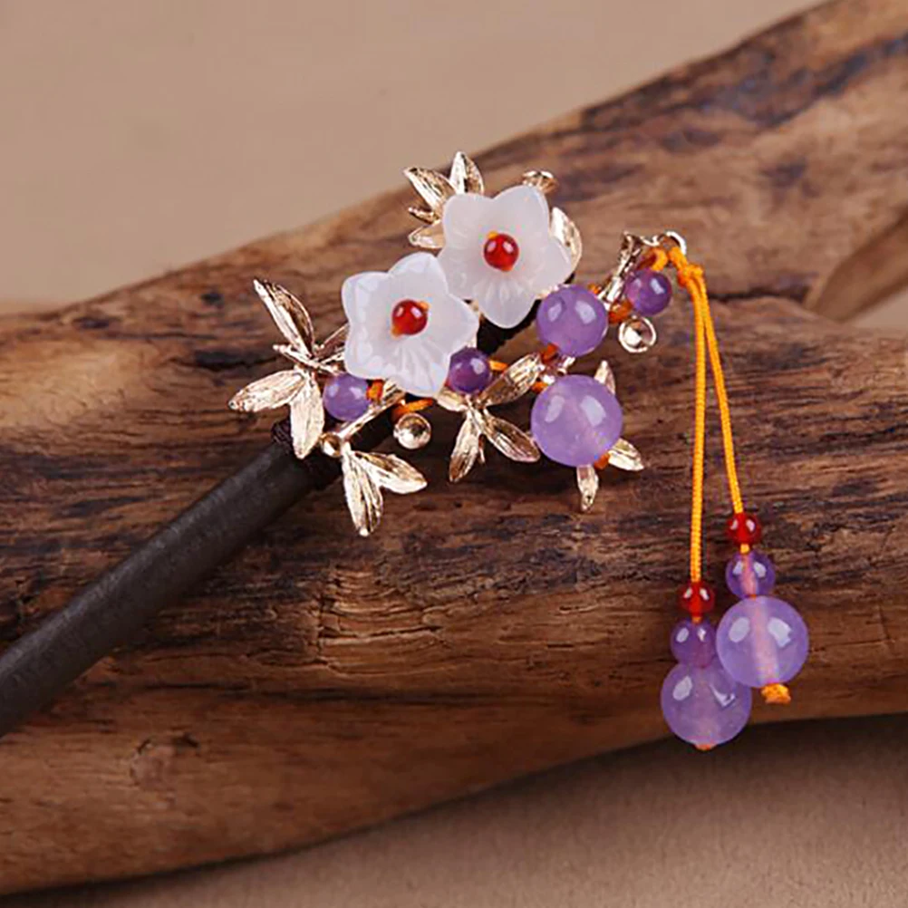 

Tassel Chopstick Oriental Hairpin Floral Stick Classic Bun Holder Long Chinese Hairpin Ancient Hair Clip Pin Oriental Hair Fork