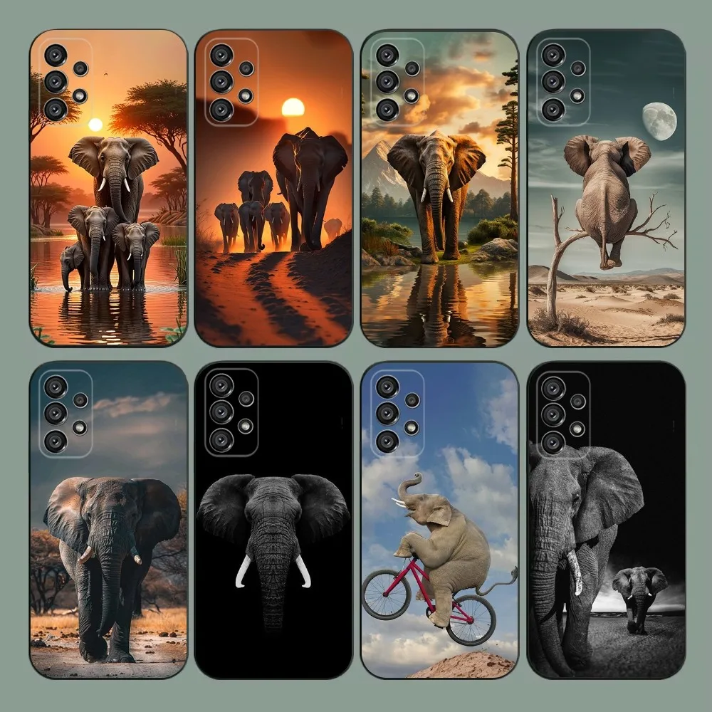 

Animal Elephant Phone Case For Samsung Galaxy A20,A21s,A22,A31,A32,A52,A53,A72,73,A80,A91 Soft Black Cover