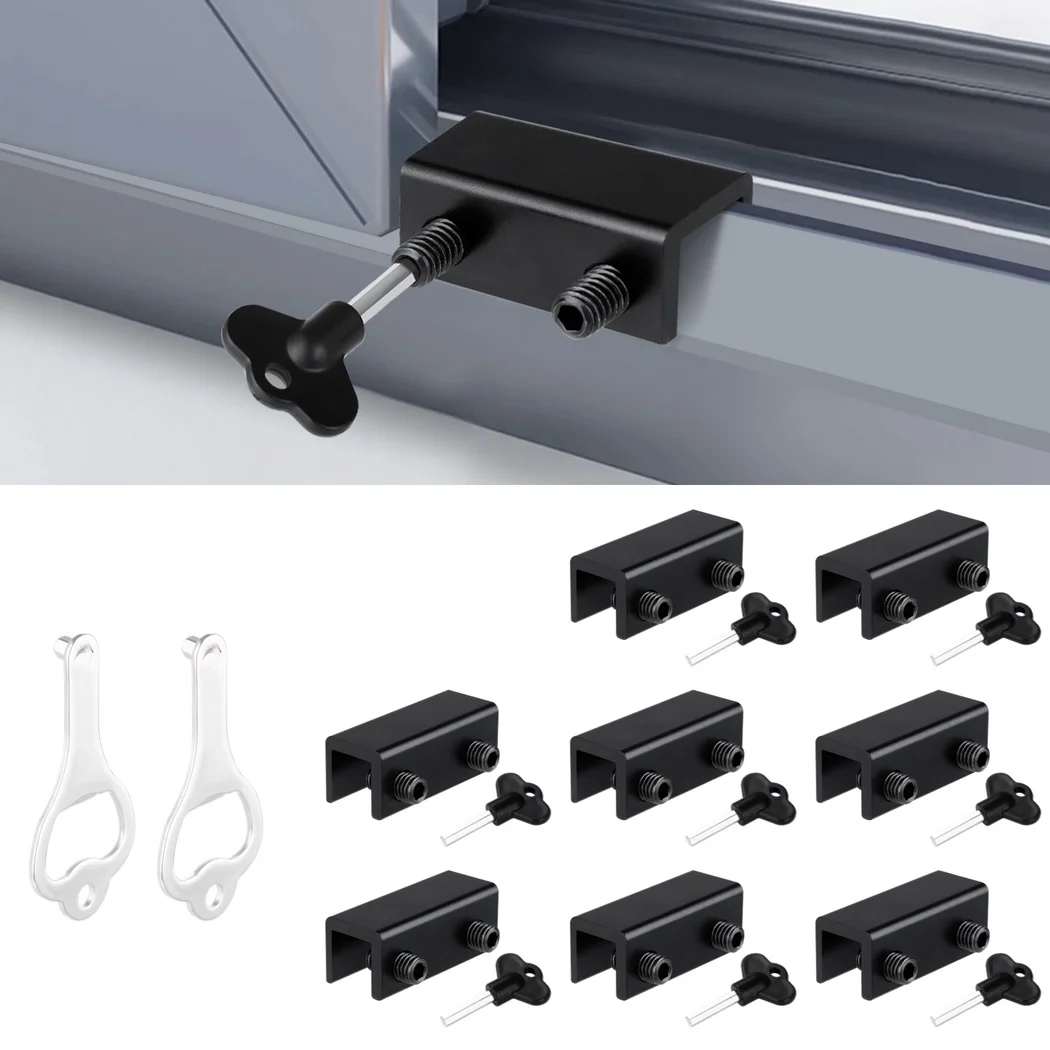 8 Sets Window Locks Sliding Window Locks With Keys For Vertical Horizontal Sliding Windows Door Adjustable Security Window Locks