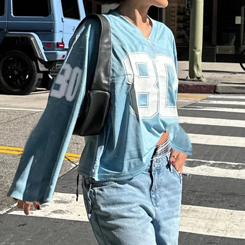 

2025 Summer New Rockmore Digital Printed Mesh Loose T-shirt for Women's Casual Round Neck Short Sleeve Top Street Fashion