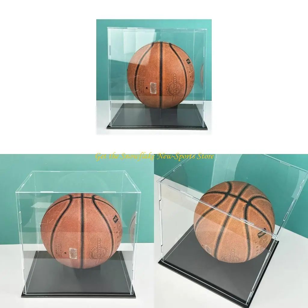 

E56D Basketball Display Case Clear Acrylic Basketball Holder Assemble Countertop Box for Dolls, Car Models, Souvenir