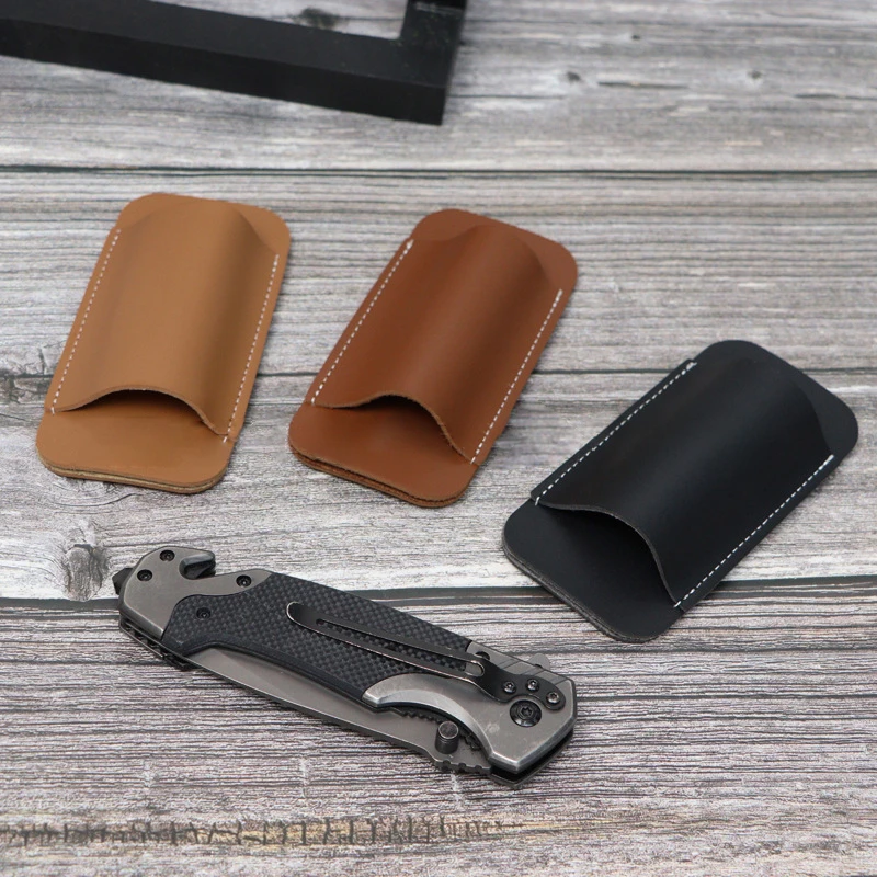 Folding Knife Sheath, Outdoor Waist Hanging Knife Pouch, 5-Inch Portable Leather Case For Knife Storage & Protection view 4