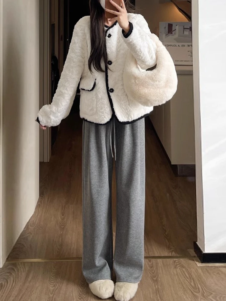 Pantalon à jambes larges pour femmes, doux et ample, pantalon long décontracté, nouvelle collection automne hiver, petite taille, confortable et relaxant...