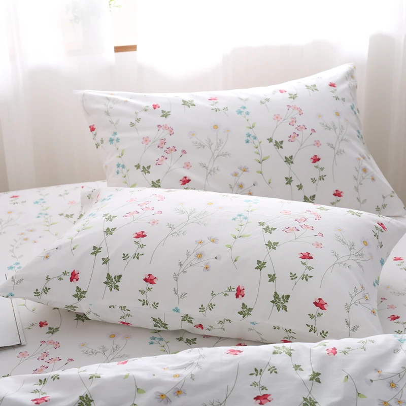 Pure Cotton Floral Pillowcase  Floral Pattern Envelope Closure Breathable Sweat Absorbent Versatile Home Use Rectangular