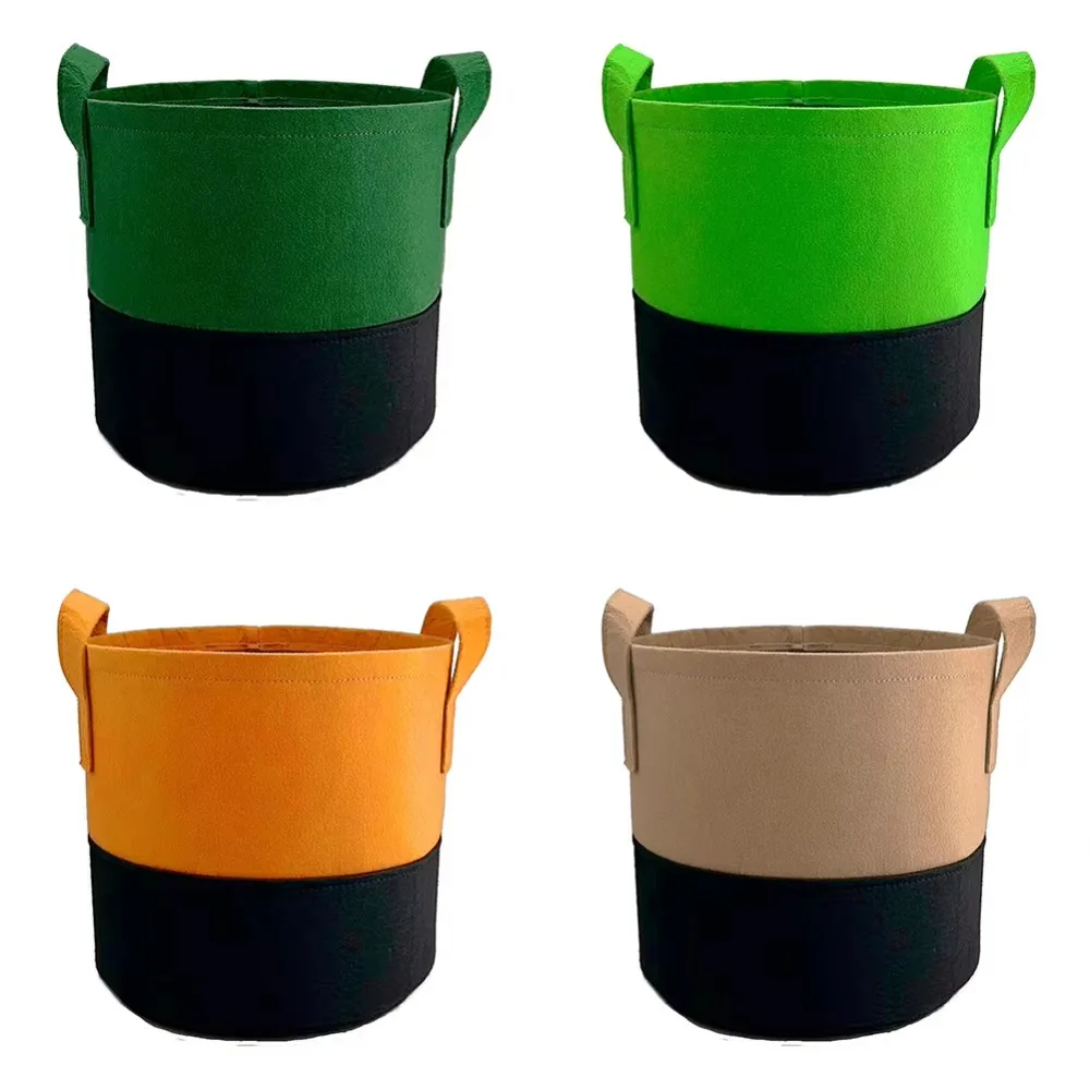 

5 Gallon​​ Grow Bags​​ with Handles Breathable Seedling Grow Bags ​​Double Color​​ Fabric Vegetable Jardin ​​Planting Bag Set​​