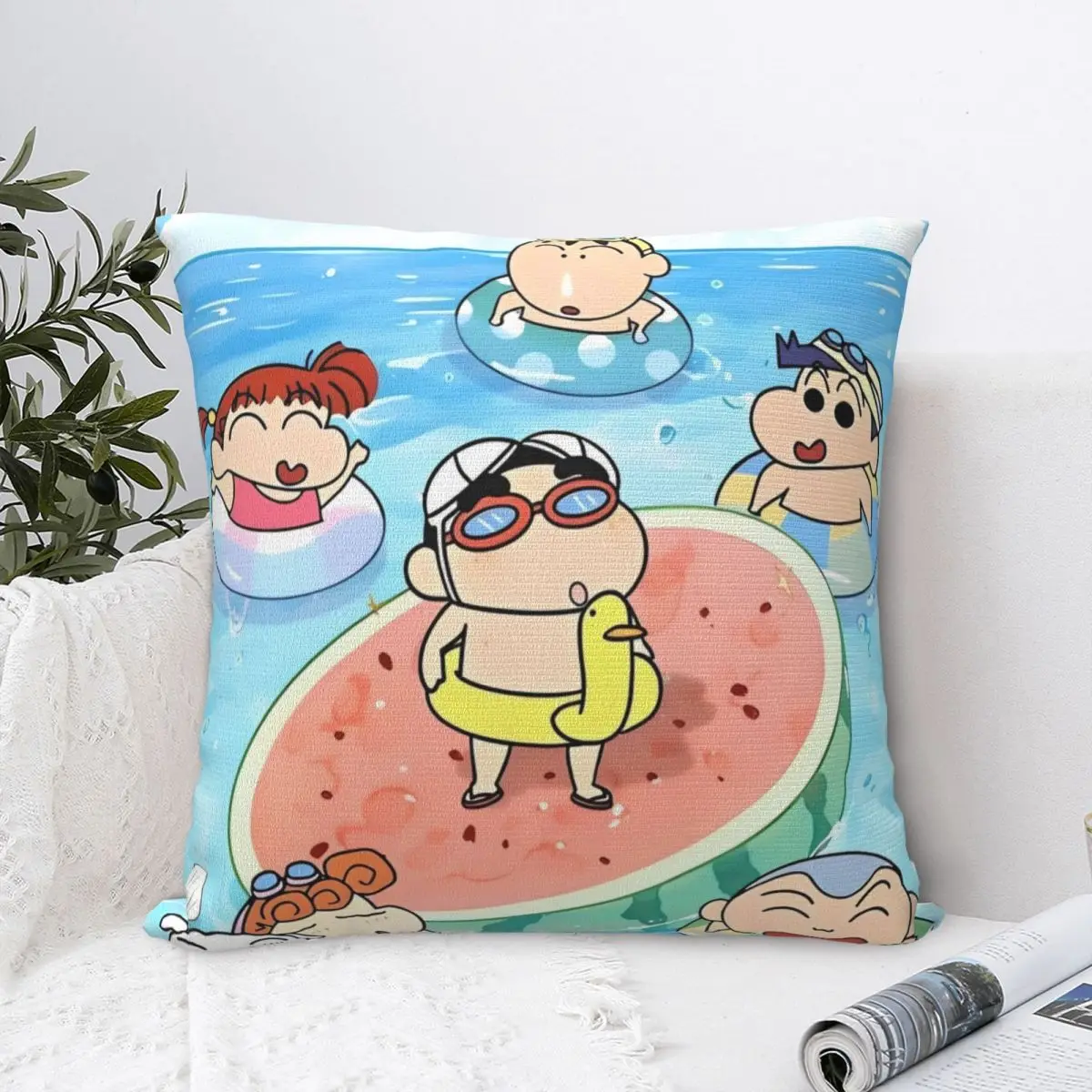 Crayon Shin-chan Kawaii Miniso Pillow Case Cushion Cover Square Custom Pillow Cover Cute Funny Pillowcases For Living Room Chair