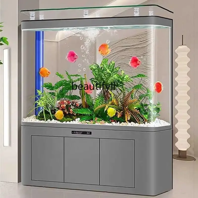 

A57 Fish tank living room floor-to-ceiling household small ecological water-free partition screen fish tank integrated