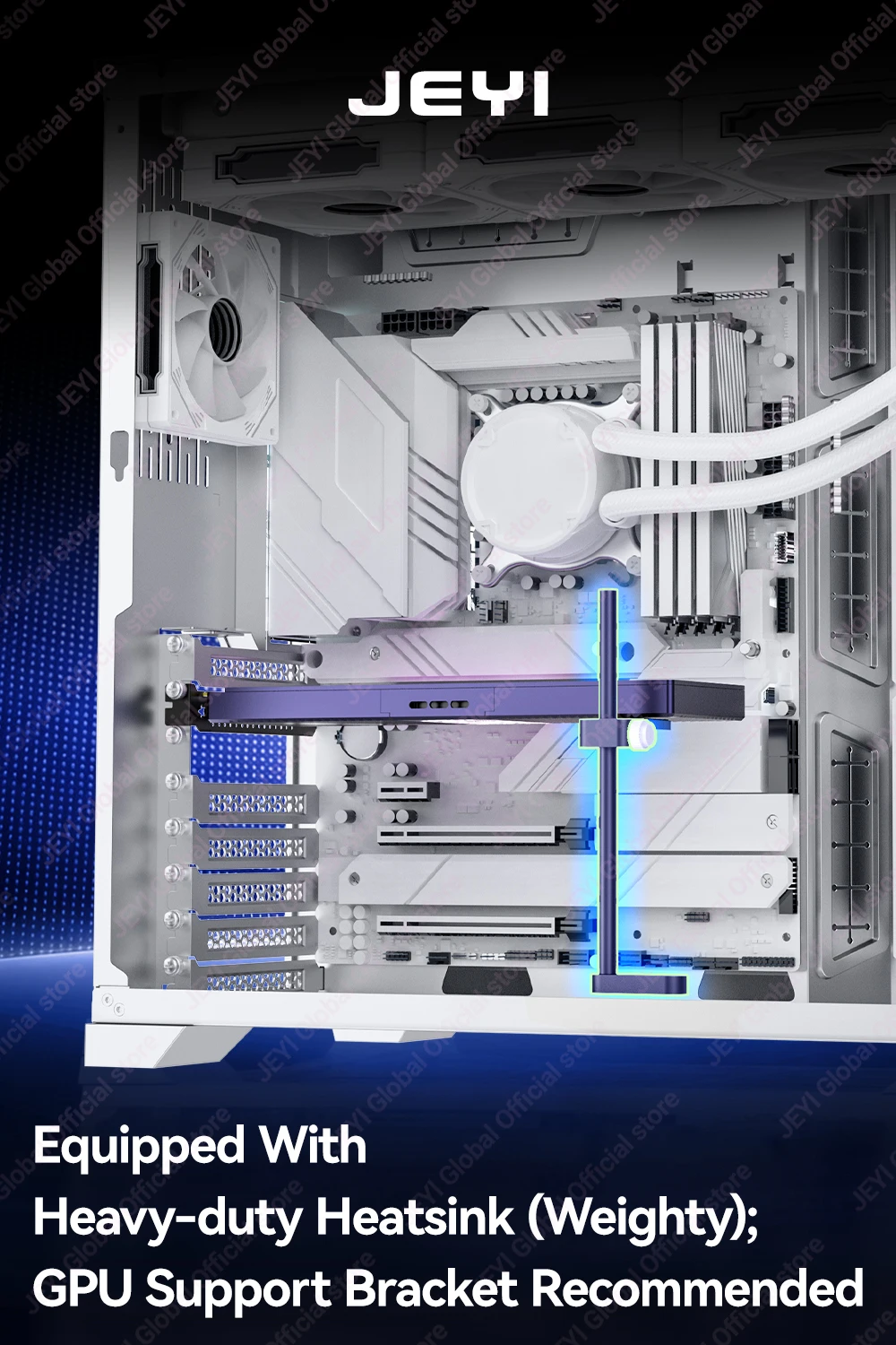 JEYI 4*NVMe SSD zu PCIe Adapter Nicht-Bifurkations-Mainboard-Adapter mit RAID 0 1 5 JBOD Unterstützung, max. 128 Gbit/s PCIe X8/X16 Port mit PWM-Lüfter – Detail 11