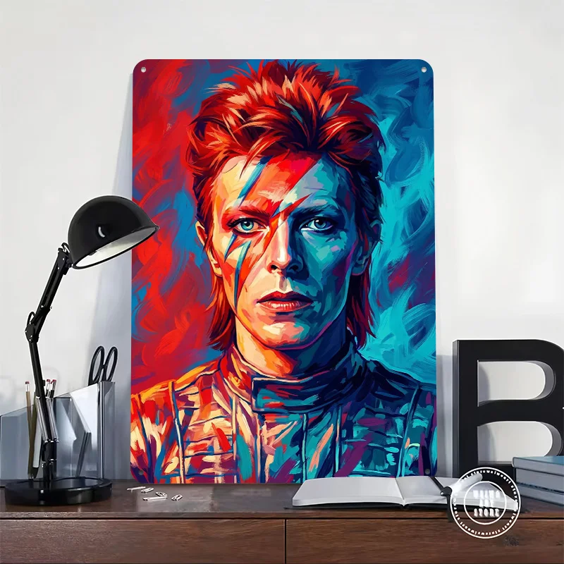 David Bowie Ziggy Stardust Portrait Metal Poster Perfect Gift for Fans Lovers Personalized Wall Art Metal Sign for Wand Deko