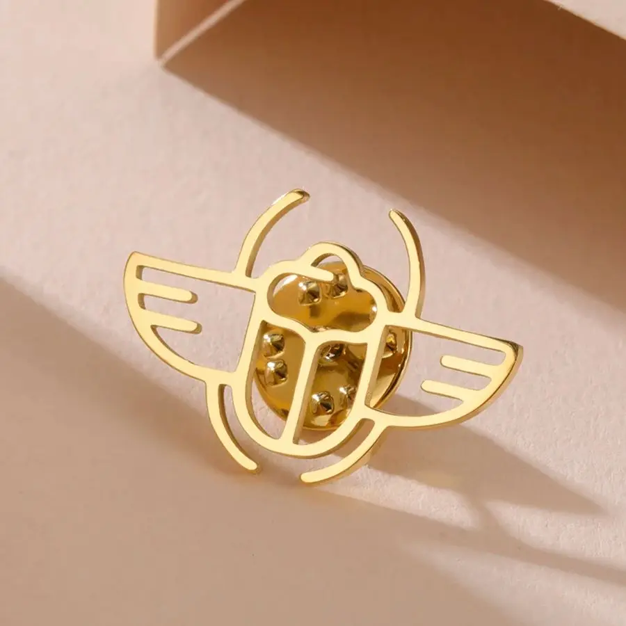 Dawapara Ancient Egyptian Scarab Brooch Pin Egypt Animal Beetle Totem Protection and Blessing Talisman Stainless Steel Jewelry