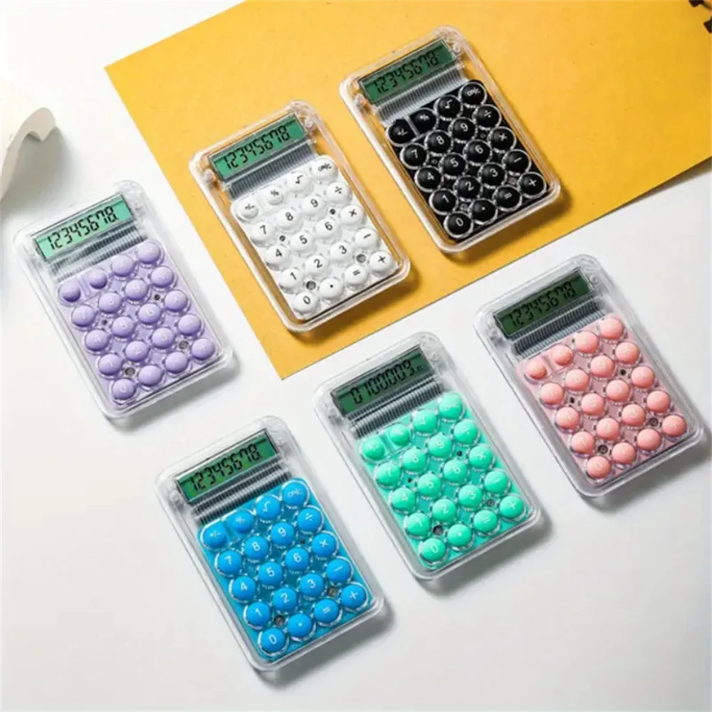 Transparent Calculator Electronic Desktop Calculator LCD Display Mini Pocket Calculator Office Student Test Kids Gift Basic