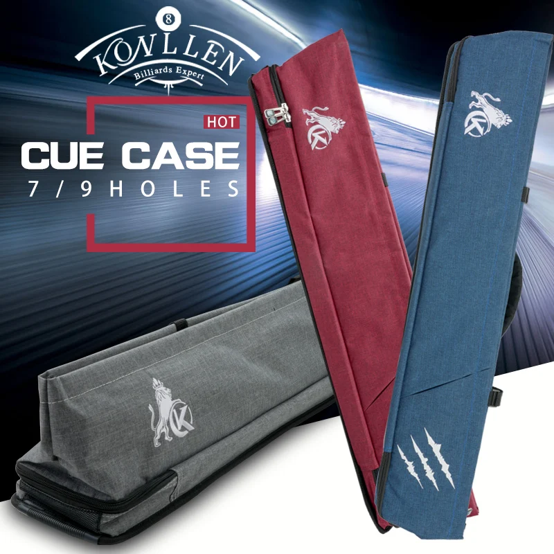 

KONLLEN 7/9 Holes Pool Cue Case Oxford Canvas Sturdy Billiard Bag Wear-resistant Waterproof Blue or Black Billiard Cue Bag