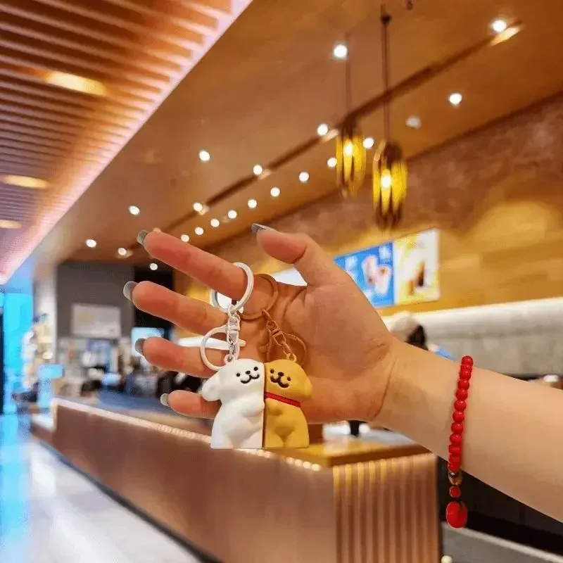 زوجين المغناطيسي جرو المفاتيح 2 قطعة لا تترك قبلة الكلب حلقة رئيسية لطيف حقيبة بنقوش كرتونية قلادة سحر هدية لعشاق الأصدقاء